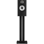 Bowers & Wilkins 606 S3 passive bookshelf speakers showing the sleek black speaker cabinets and drivers.