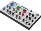 Erica Synths Bullfrog desktop synthesizer with knobs, patch points, and vintage-style design for electronic music production.