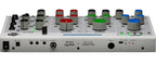 Erica Synths Bullfrog desktop synthesizer with knobs and patch points, compact electronic music instrument in black and gray.