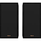 Black Klipsch R-50PM wireless speakers shown with sleek design and front speaker grille, perfect for high-quality audio.