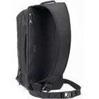 Think Tank PressPass Sling Bag for video equipment, showing padded compartments and adjustable strap on black fabric.
