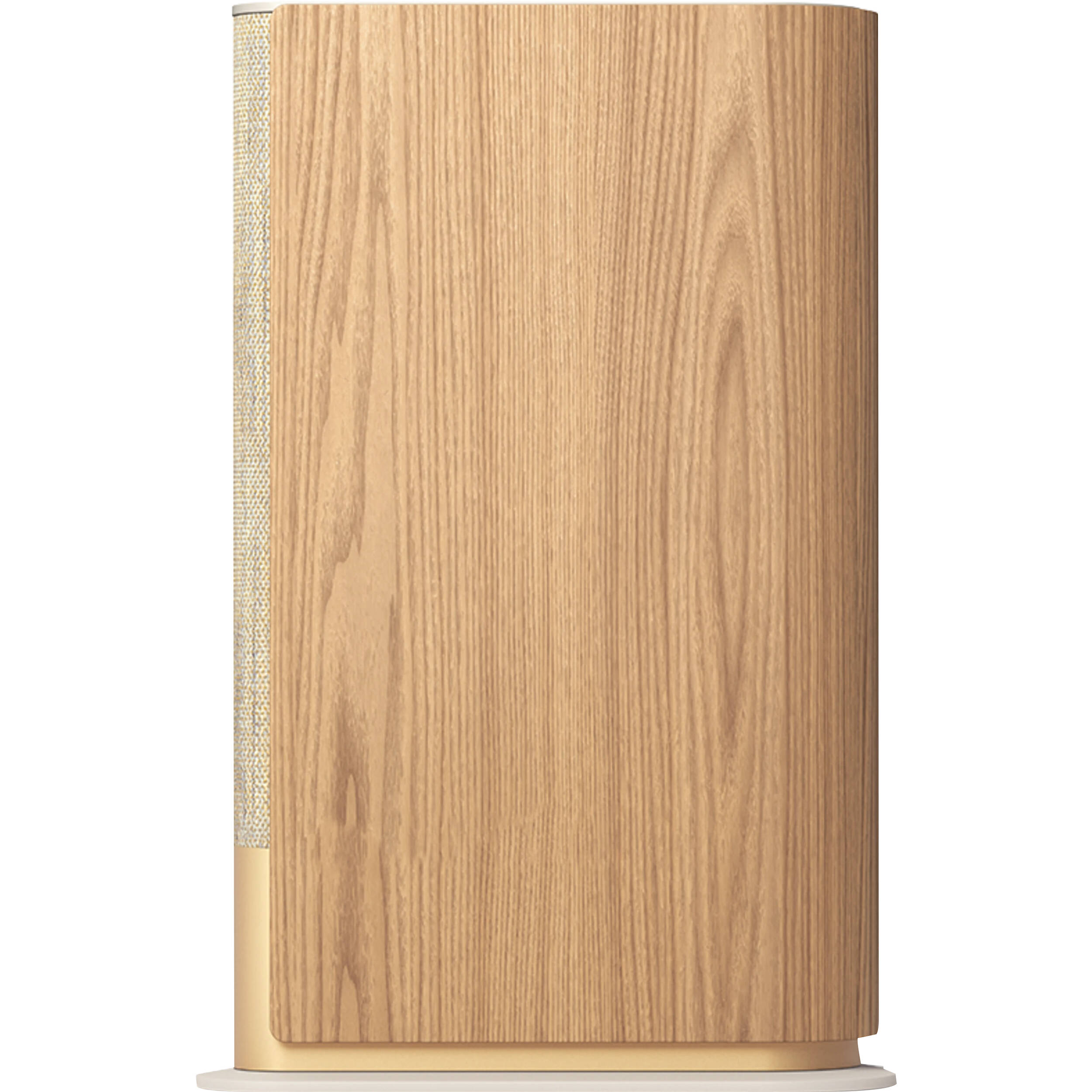 Bang & Olufsen Beosound Emerge wireless speaker in gold tone, showcasing its sleek, modern design and compact form.