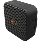 Klipsch Austin portable speaker with sleek black design and control buttons on top, ideal for portable audio.