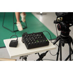 Mackie MobileMix video streaming mixer with multiple input channels and control knobs for live streaming setups.