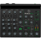 Mackie MobileMix video streaming mixer with multiple input channels and control knobs for professional audio and video setup.