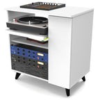 Glorious Modular Side Rack for DJ tables and furniture, featuring a sleek black design and adjustable modular shelving.