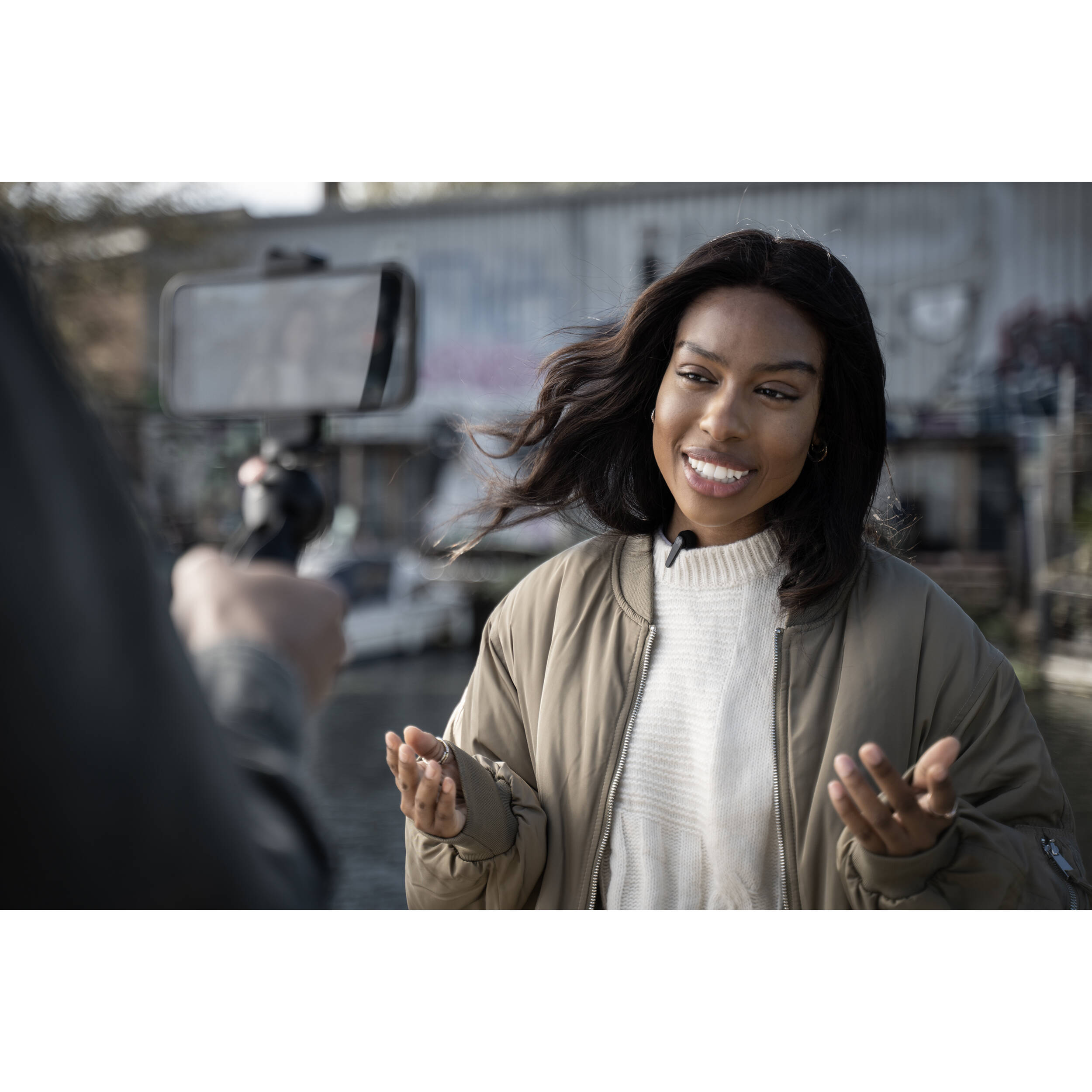 Shure MoveMic One wireless creator microphone system with compact transmitter and detachable microphone head.
