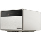 Xgimi Horizon Ultra projector displaying a colorful image on a wall, showcasing its sleek design and high-quality projection capabilities.