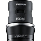 Shure Nexadyne 8/C dynamic microphone with black handle and grille, designed for professional audio applications.