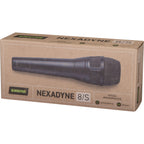 Shure Nexadyne 8/S dynamic microphone with black grille and body, designed for professional audio applications.