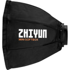 Zhiyun Molus X60 RGB Pro LED light showing colorful adjustable lighting options and control panel.