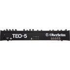 Oberheim TEO-5 synthesizer with multiple control knobs and vintage design, showcasing its keyboard and interface.