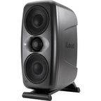 IK Multimedia iLoud MTM MK2 active nearfield monitors, compact speakers with black finish and detailed speaker drivers.