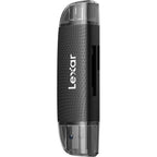 Lexar Dual-Slot USB-A/C Card Reader LRW310X with SD and microSD card slots on a white background