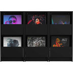 Glorious Vinyl Vault DJ table with sleek black finish and sturdy construction, designed for vinyl record storage and DJ setup.