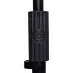 Shure floor microphone stand with adjustable height and sturdy base, designed for professional audio recording and live performances.