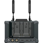Hollyland Pyro 7 video monitor displaying a colorful interface and control buttons, designed for professional video production.