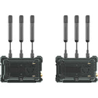 Hollyland Pyro Transmission Kit with video monitors, wireless transmission devices, and control interface for professional video production.