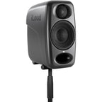 IK Multimedia iLoud Micro Monitor Pro active nearfield monitor with sleek design and input ports visible.