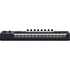 Novation Launchkey 25 MK4 MIDI keyboard with 25 keys, control knobs, and pads for music production and live performance.
