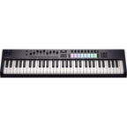 Novation Launchkey 61 MK4 midi keyboard with 61 keys and control knobs, designed for music production and live performance.