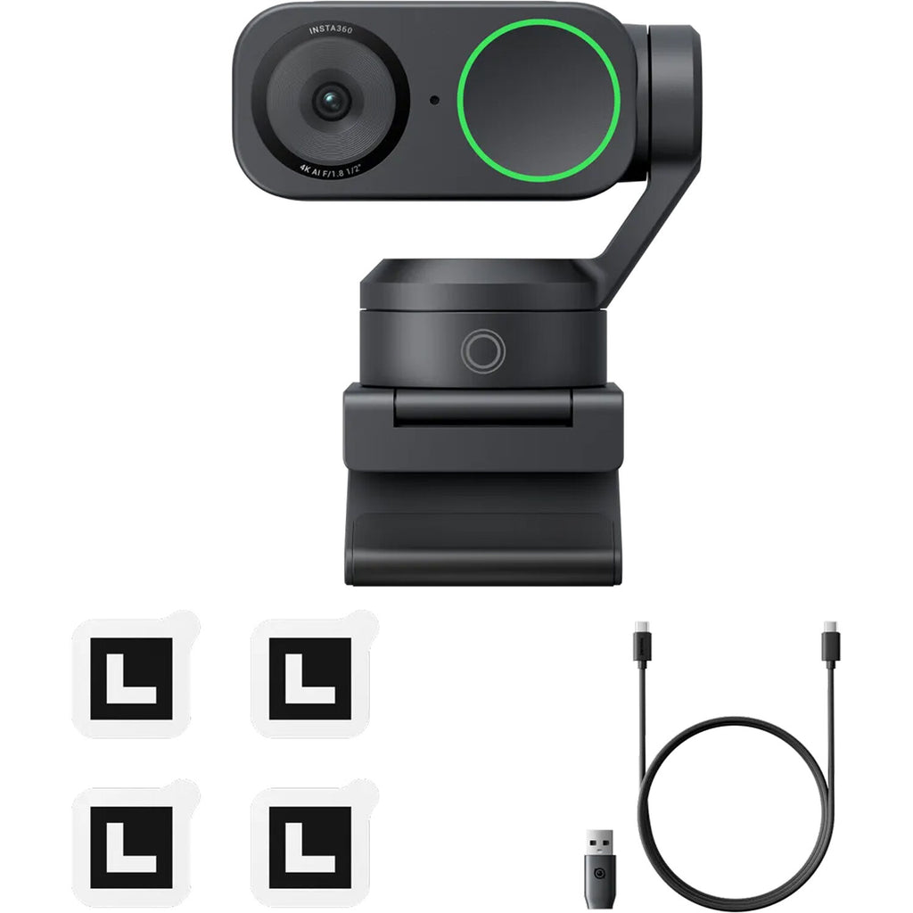 Insta360 Link 2 Standard video conferencing camera with adjustable lens and built-in microphone for high-quality virtual meetings.