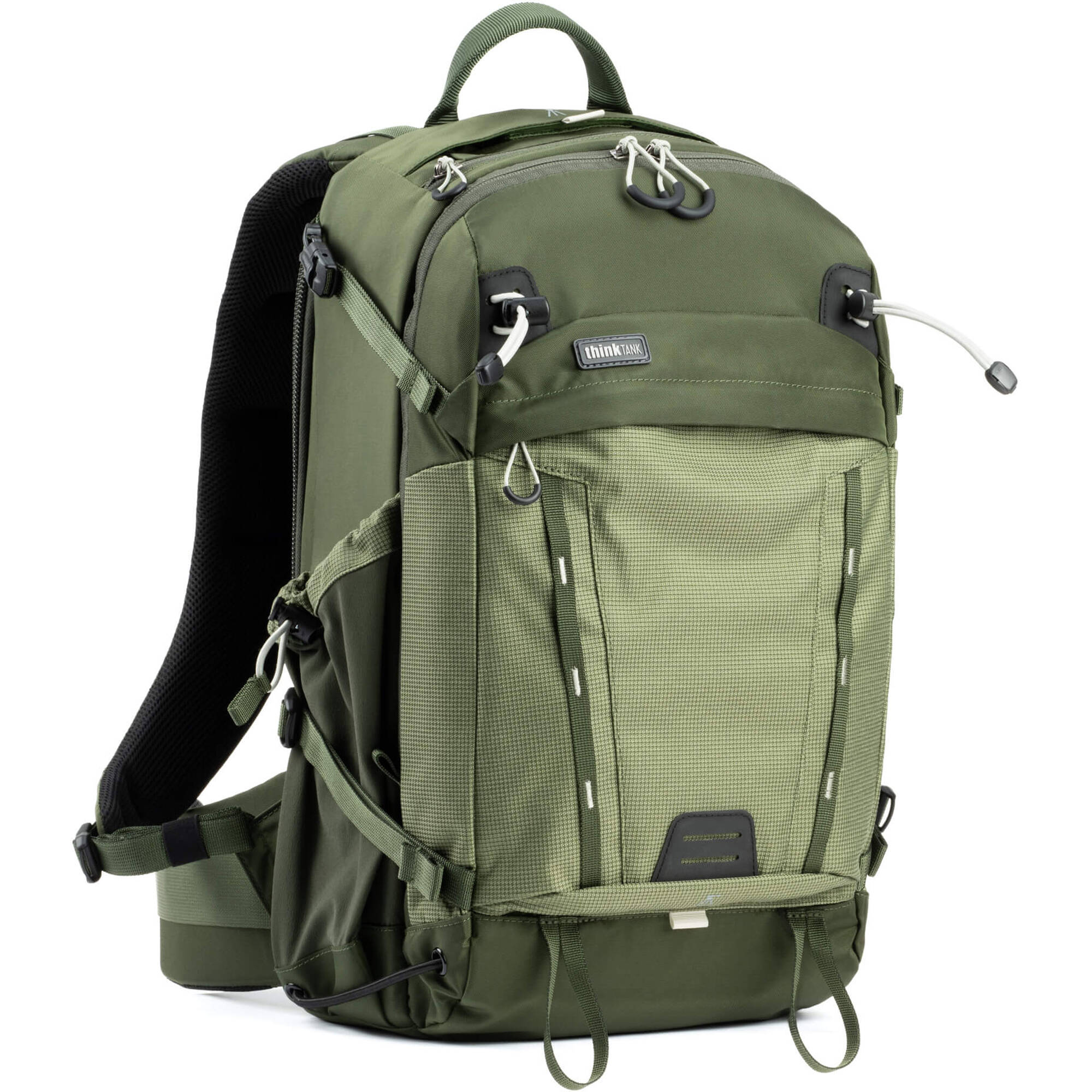 Think Tank Mindshift BackLight video equipment bag with padded compartments and adjustable straps for secure gear transport.