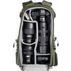 Think Tank Mindshift BackLight video equipment bag with padded compartments and adjustable straps for gear protection.