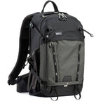Think Tank Mindshift BackLight video equipment bag with padded compartments and adjustable straps for camera gear storage.