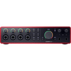 Focusrite Scarlett 18i16 4th Gen audio interface with multiple input/output ports and sleek black design.