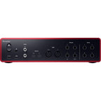 Focusrite Scarlett 18i16 4th Gen audio interface with multiple input and output ports, compact design, and professional-grade controls.
