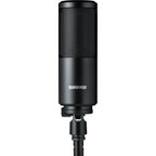 Shure SM4 condenser microphone with black body and grille, suitable for studio and live sound applications.