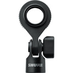 Shure SM4 condenser microphone with a sleek black body and metal grille, ideal for professional audio recording and live sound.