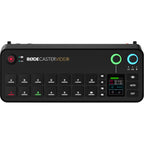 Rode RodeCaster Video editing controller with multiple buttons and dials for professional video and audio editing.