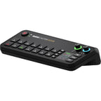 Rode RodeCaster Video video edit controller with multiple buttons and dials on a sleek black interface for audio and video editing.