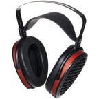 HiFiMAN Arya Organic wired headphones with open-back design and silver ear cups, showcasing premium audio quality and comfort.
