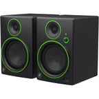 Mackie CR5BT desktop speakers with black finish, compact design, and controls on the front panel for high-quality audio.