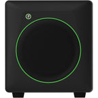 Mackie CR8SBT subwoofer with Bluetooth connectivity, featuring a sleek black design and control panel on the front.