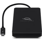 OWC Envoy Ultra SSD external drive with sleek black enclosure and USB-C connection, designed for fast data transfer and portable storage.