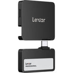 Lexar Go Portable SSD external drive with hub, compact black external storage device for fast data transfer.