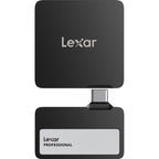 Lexar Go Portable SSD external drive with hub, compact black external storage device for fast data transfer and portable storage.