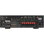 JBL MA7100HP stereo amplifier with sleek black front panel, control knobs, and indicator lights.