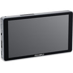 Feelworld P6XL 6-inch camera field monitor displaying live video feed with control buttons and adjustable screen brightness.