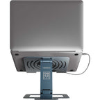 Reloop Stand Hub Pro laptop stand with adjustable arms and ventilation for stable support and airflow.