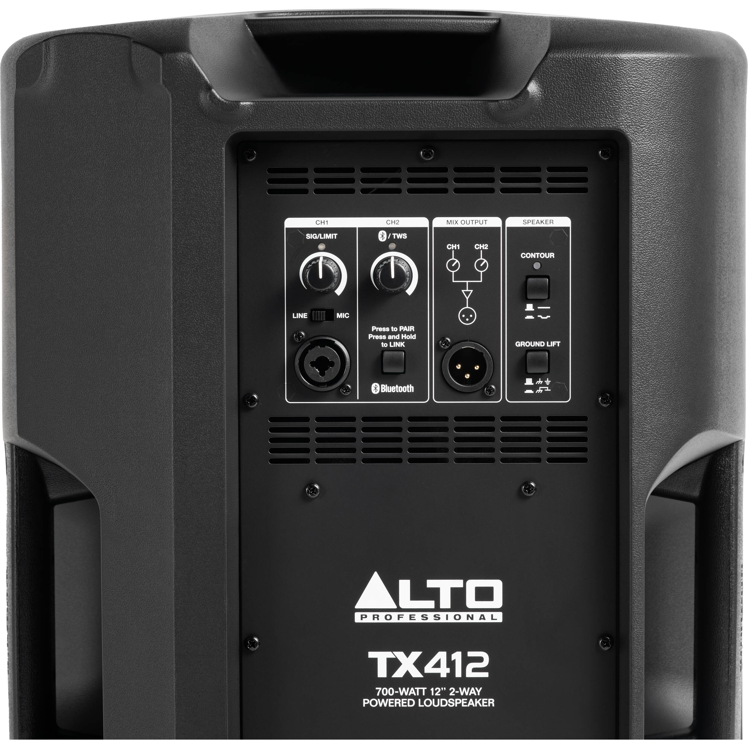 Alto Professional TX412 PA speakers and system with dual 12-inch woofers and built-in handles for portable sound reinforcement.