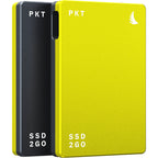 Angelbird SSD2GO PKT portable external SSD drive shown with sleek black casing and compact design.