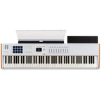 Arturia KeyLab 88 MK3 MIDI keyboard with black keys, control knobs, and extensive connectivity for music production.