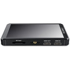 Feelworld PS6 5.5-inch AMOLED camera field video monitor showing live image display and control buttons.