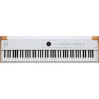 Arturia AstroLab 88 performance keyboard with black keys and sleek design, featuring various control knobs and a compact form.