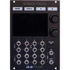 1010music Bitbox Micro semi-modular synthesizer with colorful knobs and interface, suitable for electronic music production.